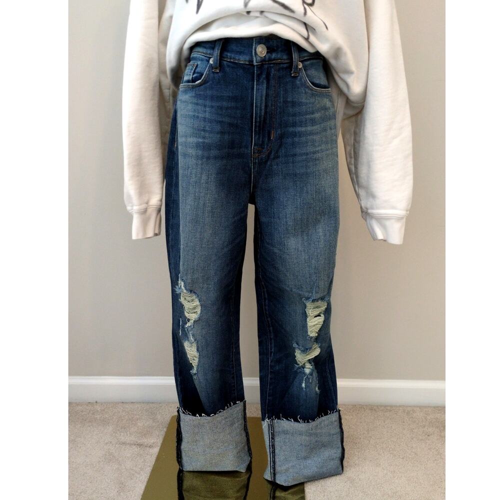 Hudson High Rise "Zoeey" Deep Cuff Straight Jeans